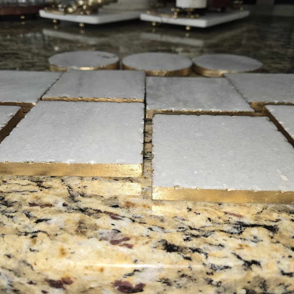 Marble Gold Coasters Set Qty 11